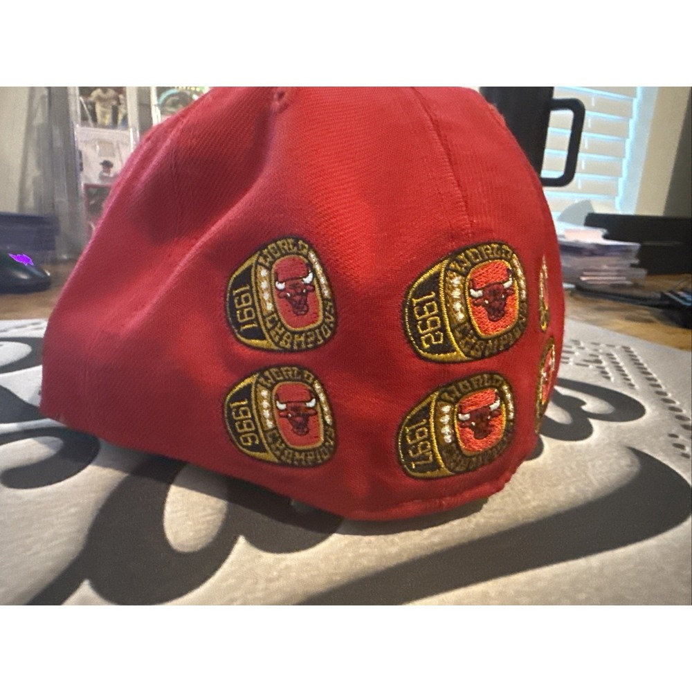 Rare New Era 59fifty Chicago Bulls 6 Rings Fitted Hat 7 3/8 - Picture 2 of 6
